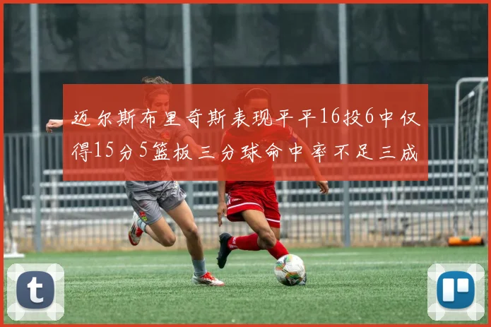 迈尔斯布里奇斯表现平平16投6中仅得15分5篮板三分球命中率不足三成